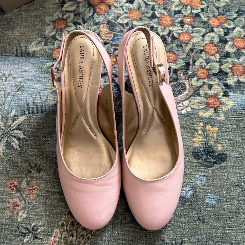 Laura Ashley vegan blush Pink Low Heel pumps with Slingback Strap